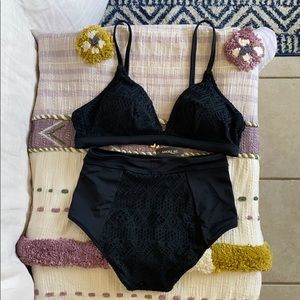 NWT Adore Me Black Lace High Waisted Bikini XS/M